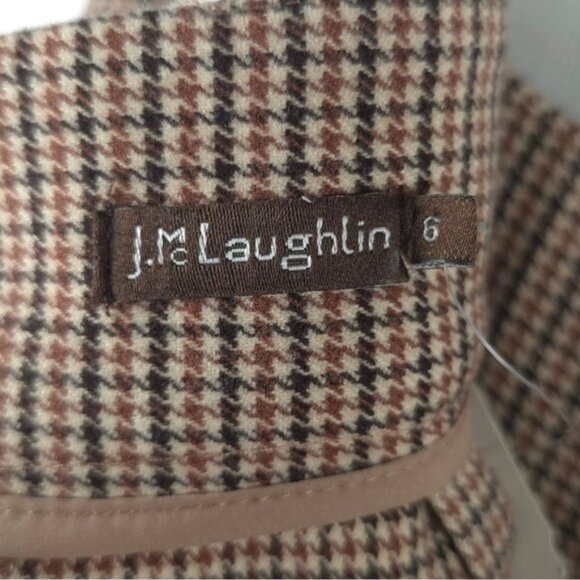 NWT J. McLaughlin MADDIE Pleated Plaid Skirt TAUPE/BROWN/BLACK HOUNDSTOOTH Sz 6 - Picture 4 of 10